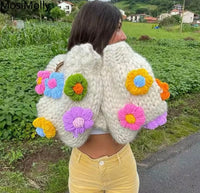 Big chunky flower knitted sweater