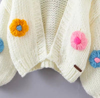 Big chunky flower knitted sweater