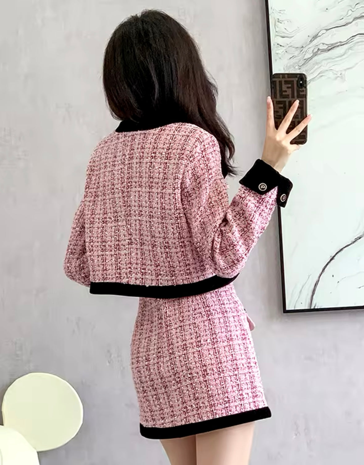 Pink tweed set